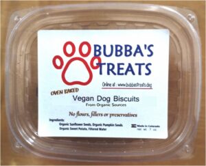 Bubba's Treats in a clear compostable plastic clamshell